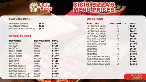 Cici's Pizza Menu Prices .